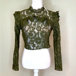 BNWOT ASOS Lace Mock Neck Victorian Ruffle Style Crop